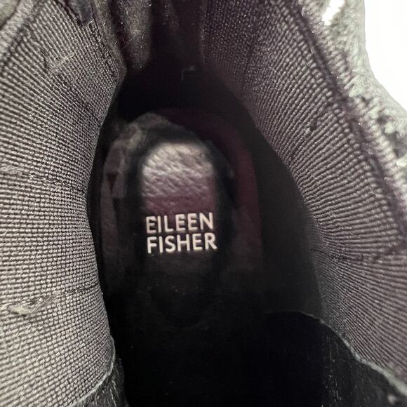 Eileen Fisher Womens 8 Kat Leather Platform Ankle Boots Booties Black 3" Heel - Picture 6 of 13